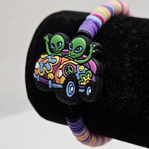 Lisa Frank aliens beaded bracelet